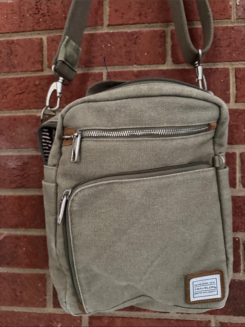 Travelon Anti-Theft Heritage Tour Bag Canvas Messenger Crossbody